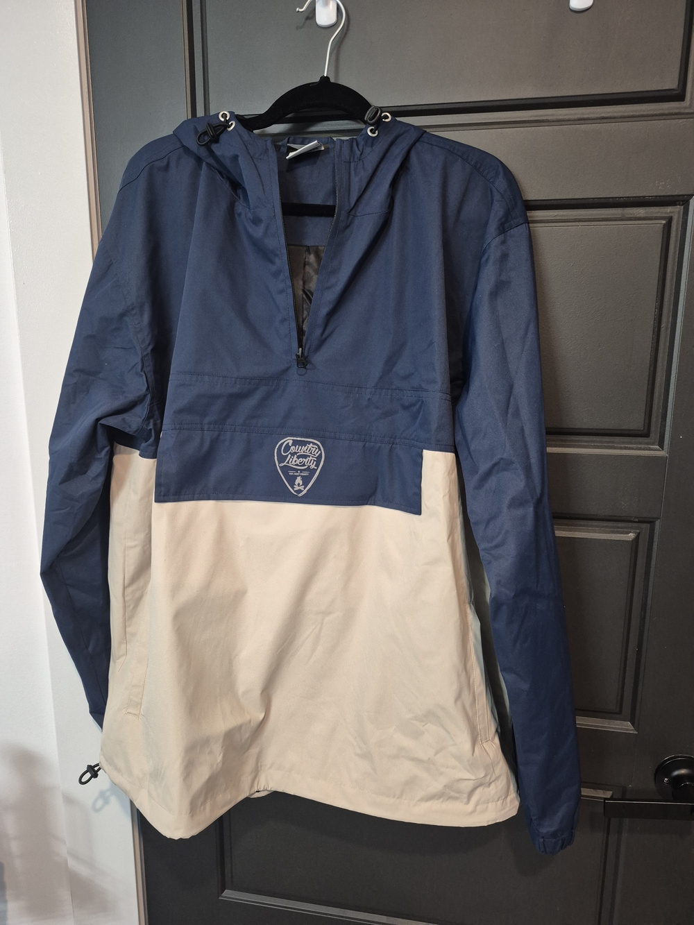 Country Liberty Navy and Beige Hooded Pullover Jacket